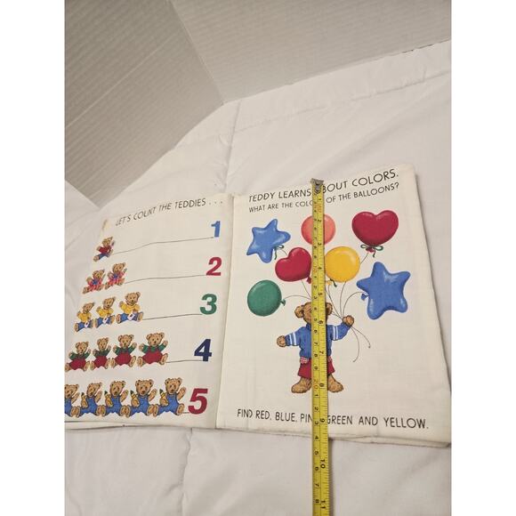 Vtg Teddy Bear Completed Fabric Book Panel Child Debelop Baby Fast Learning - Picture 3 of 5